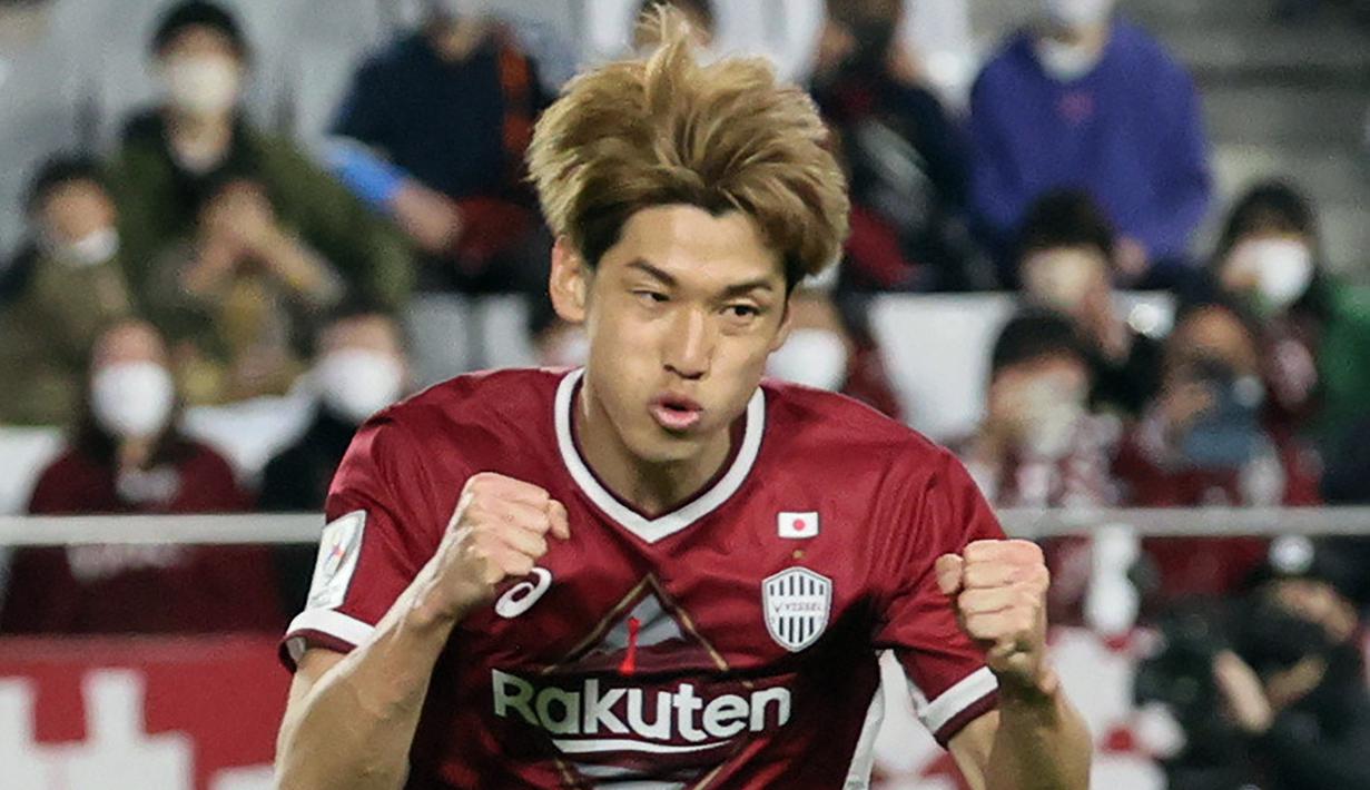 Yuya Osako dari Vissel Kobe berhasil mencetak 22 gol dan mencatatkan dirinya bersama Anderson Lopes dari Yokohama F. menjadi daftar teratas pencetak gol terbanyak musim ini. (AFP/Jiji Press)