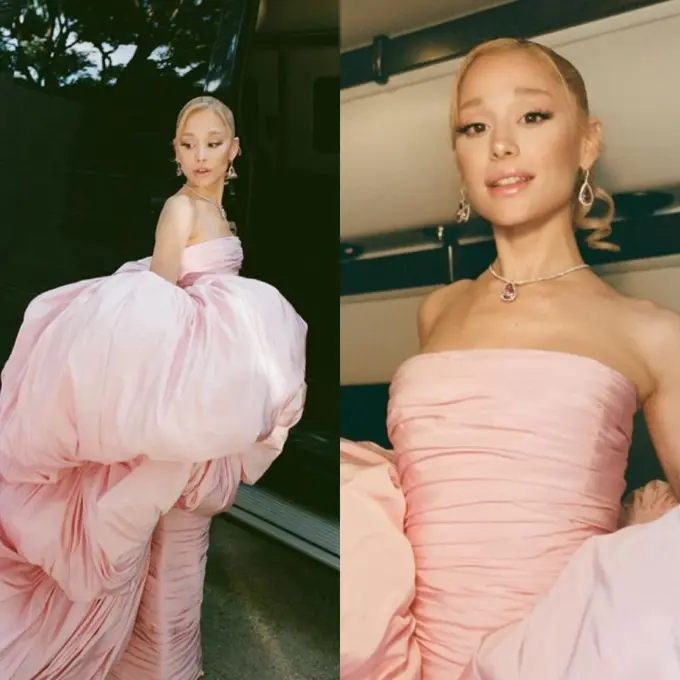Ariana Grande Dibalut Gaun Mekar saat Red Carpet Piala Oscar 2024