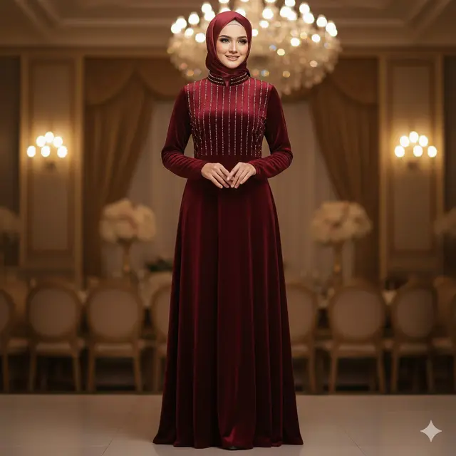 Model Kerah Shanghai dengan Payet Dada Vertikal (Gemini AI)