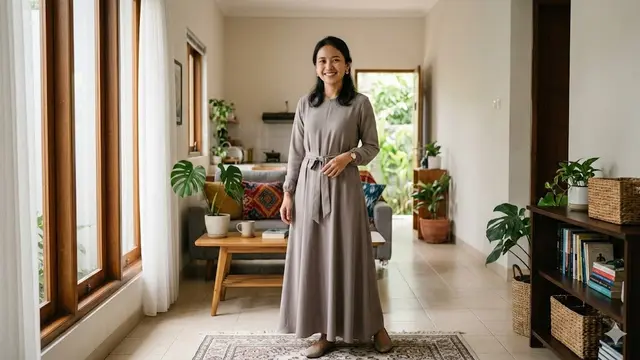 Model Gamis Lebaran Earth tone