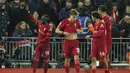 Bertanding di Anfield, Minggu (21/11/2021), The Reds berhasil mencukur tamunya dengan empat gol tanpa balas. (AP/Jon Super)