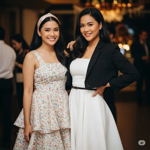 Inspirasi Outfit Dress Pesta Fit and Flare Simpel. Foto: Gemini