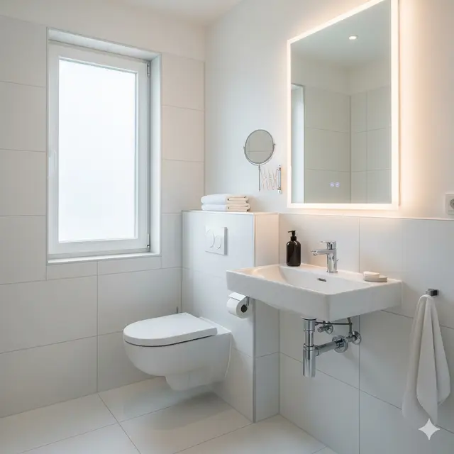 Kamar mandi kecil minimalis modern (Foto: Gemini)