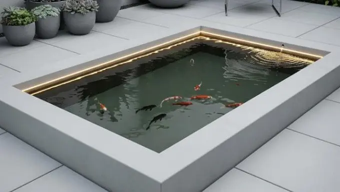 Model Kolam Ikan Kecil dari Semen yang Kuat dan Awet (Image by Gemini AI)