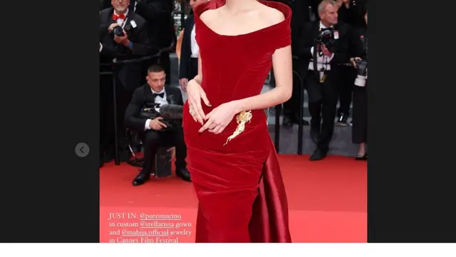 Anggunnya Putri Marino Bergaun Anggrek Bulan di Cannes 2024, Curi Perhatian Platform Fesyen Asing