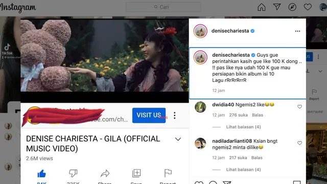 Unggahan Denise Chariesta. (Foto: Instagram @denisechariesta)