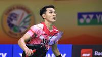 Tunggal putra Indonesia Jonatan Christie mengalahkan Zhao Jun Peng pada babak kedua India Open 2023. dengan rubber gim 21-19, 15-21, dan 21-12 di&nbsp;KD Jadhav Indoor Hall, New Delhi, Kamis, 19 Januari 2023. (foto: PBSI)