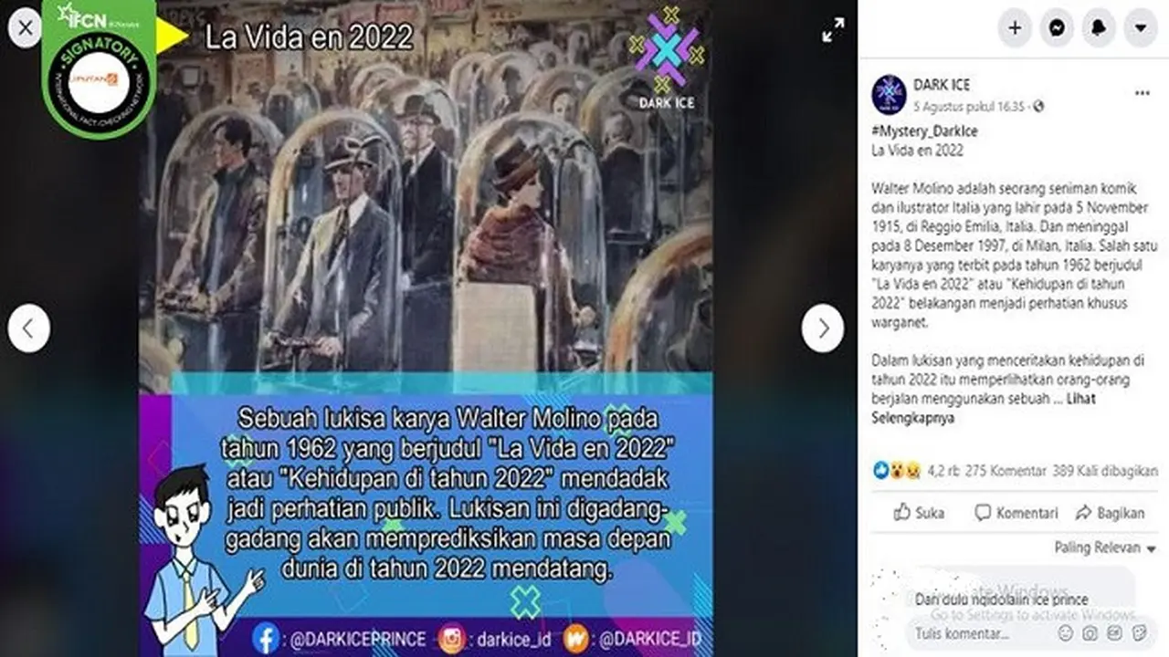 Gambar Tangkapan Layar Foto Lukisan yang Diklaim Memprediksi Kehidupan Dunia pada Tahun 2022