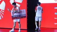 Ganda putra Indonesia, Raymond Indra dan Nikolaus Joaquin, berhasil keluar sebagai runner-up di turnamen bulu tangkis Polytron Indonesia Open 2026. (Bola.com/M Iqbal Ichsan)