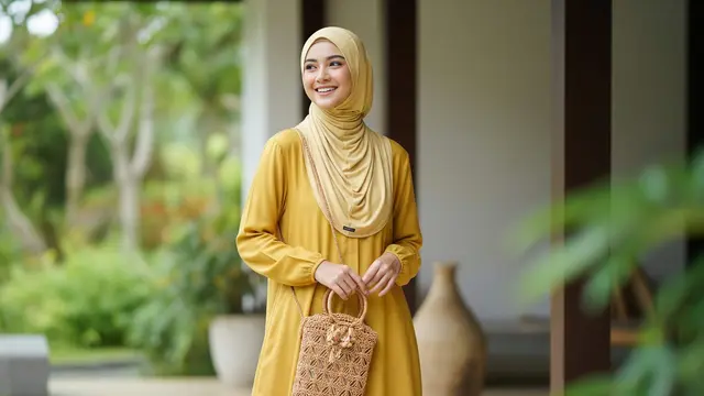 Model Set Tunik Polos dengan Celana Kulot untuk Baju Lebaran Simpel