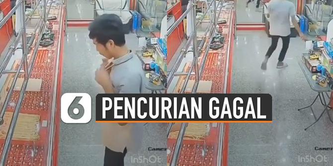 VIDEO: Kocak, Pria Gagal Bawa Kabur Emas dari Toko