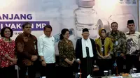 Ketua Umum MUI KH Ma'ruf Amin mengatakan, darurat imunisasi MR itu bukan dari MU tapi Kemenkes. (Liputan6.com/Fitri Haryanti Harsono)