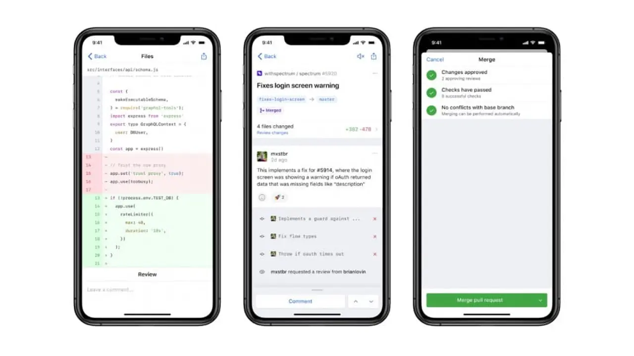 Tampilan antarmuka aplikasi GitHub di iOS