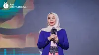 Siti Aswinda saat membagikan kisah bisnisnya di internasional Voyage Conference yang diselenggarakan Ant International. (Foto: Istimewa)