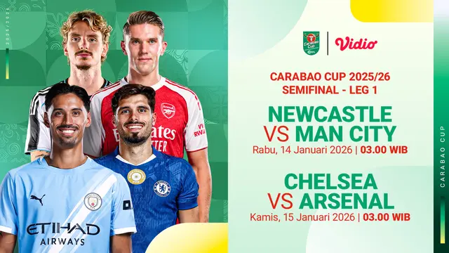 Jadwal Carabao Cup leg pertama eksklusif di Vidio. (dok. Vidio.com)