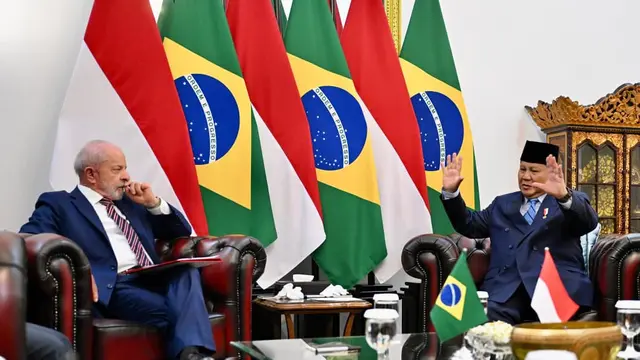 Prabowo bersama Presiden Brasil Luiz Inácio Lula da Silva