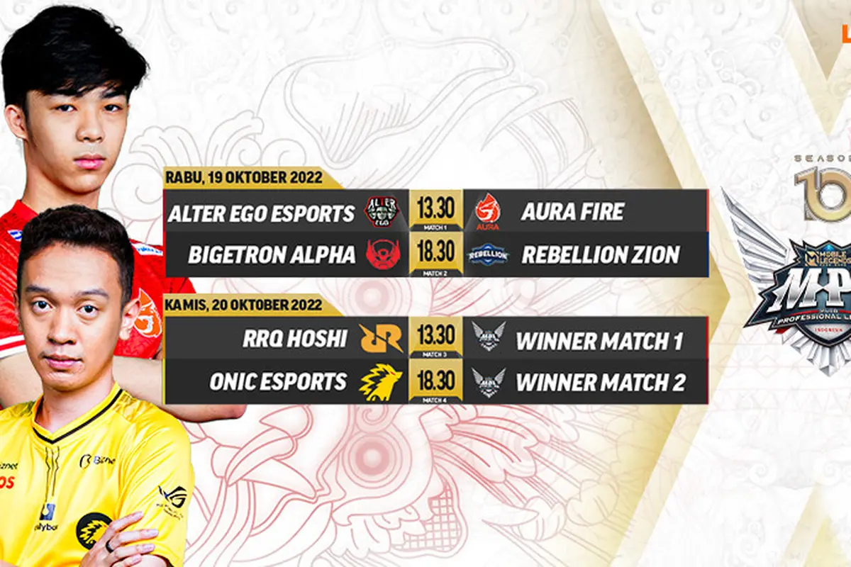 Saksikan MPL ID S10 2022 Playoff Live Vidio 19 sampai 23 Oktober 2022 : Ada 4 Laga Dijamin Seru