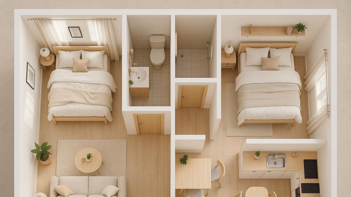 7 Gambar Desain Rumah Tipe 21 dengan 2 Kamar Tidur