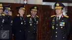 Kabareskrim Irjen Ari Dono Sukmanto, sebelum menerima tanda kehormatan Bintang Bhayangkara Pratama dalam upacara di Rupatama Mabes Polri, Jakarta, Selasa (21/6). 13 perwira bintang dua Polri dianugerahi tanda kehormatan itu. (Liputan6.com/Helmi Afandi)