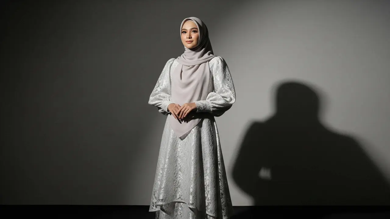 Model Gamis Satin Layer Brokat untuk Lebaran 2026