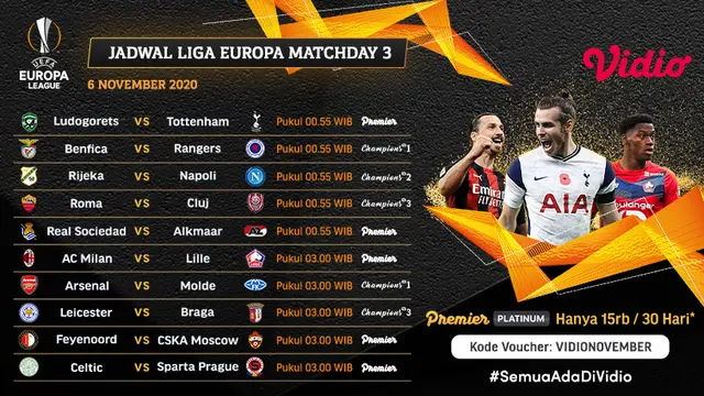 Jadwal Liga Europa di Vidio