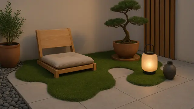 Model Teras dengan Rumput Sintetis yang Cozy dan Estetik (Foto: ChatGPT)