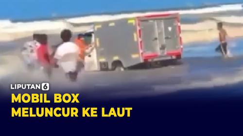 VIDEO: Viral Mobil Box Lupa Rem Tangan Meluncur ke Laut