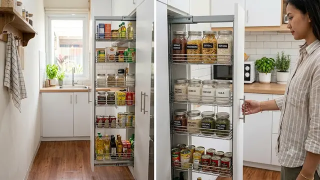 Ide Pantry Geser untuk Dapur Sempit (AI Generated)