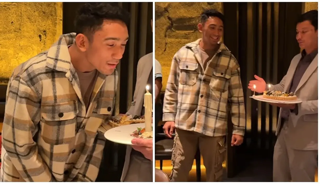 Momen ketika Daffa Wardhana bersiap meniup lilin. Sang ibunda dan para sahabatnya yang hadir langsung mengabadikan momen tersebut. Pada hari perayaan ulang tahunnya ini, mantan kekasih Chelsea Islan ini tampil simpel nan stylish dengan kemeja kotak-kotak dengan inner cokelat, kemudian dipadukan dengan celana cargo yang warnanya senada dengan bajunya. (Liputan6.com/IG/@marinizumarnisreal)