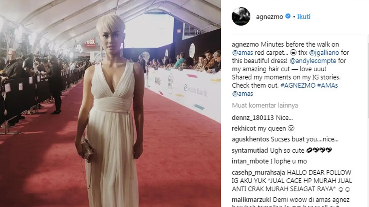 Agnezmo Tampil Feminin di American Music Awards 2017