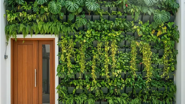 Desain rumah kecil tanpa halaman tapi punya kebun di dinding. Gemini