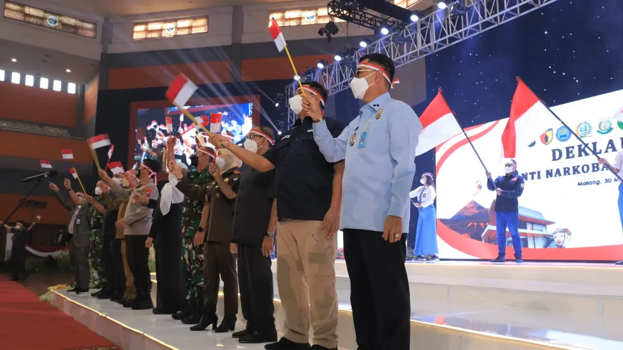 Deklarasi perang melawan narkoba Kemenkumham Jatim. (Dian Kurniawan/Liputan6.com)