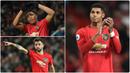 Performa impresif Manchester United musim ini tidak lepas dari penampilan gemilang pemain mereka dan beberapa pemain tampil bagus serta konsisten sepanjang musim ini. Berikut lima pemain Manchester United dengan ranking terbaik pada musim 2019/2020. (kolase foto AFP)