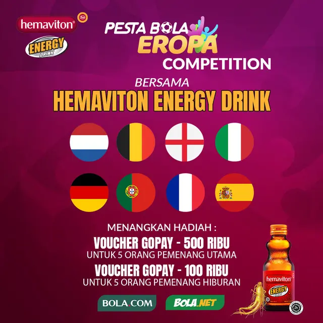 Pesta Bola Eropa Competition Bersama Hemaviton Energy Drink (Grafis: Adreanus Titus/Bola.com)