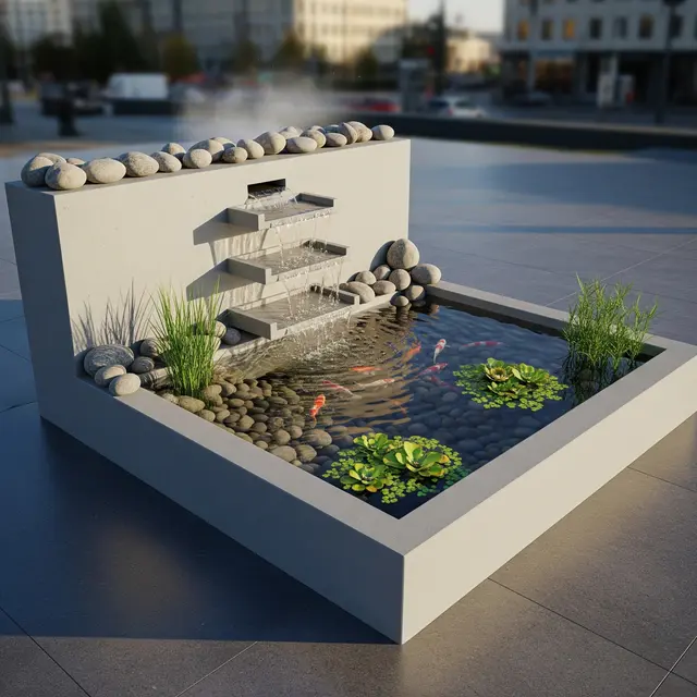 Model Kolam Ikan Kecil dari Semen yang Kuat dan Awet (Image by Gemini AI)
