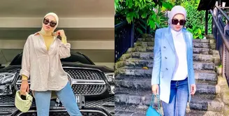 Mulai dari Irish Bella hingga Syahrini, berikut inspirasi baju simple hijab dengan celana jeans yang bisa dijadikan inspirasi. (Instagram).