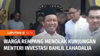 Ada ratusan warga yang menolak kedatangan Menteri Investasi dan BKPM, Bahlil Lahadalia. Massa mengadang dengan menenteng dan memasang spanduk tulisan Menolak Relokasi.