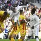 Duel antara Real Madrid versus Girona yang berakhir dengan skor imbang 1-1 hari Minggu (30/10/2022). (PIERRE-PHILIPPE MARCOU / AFP)