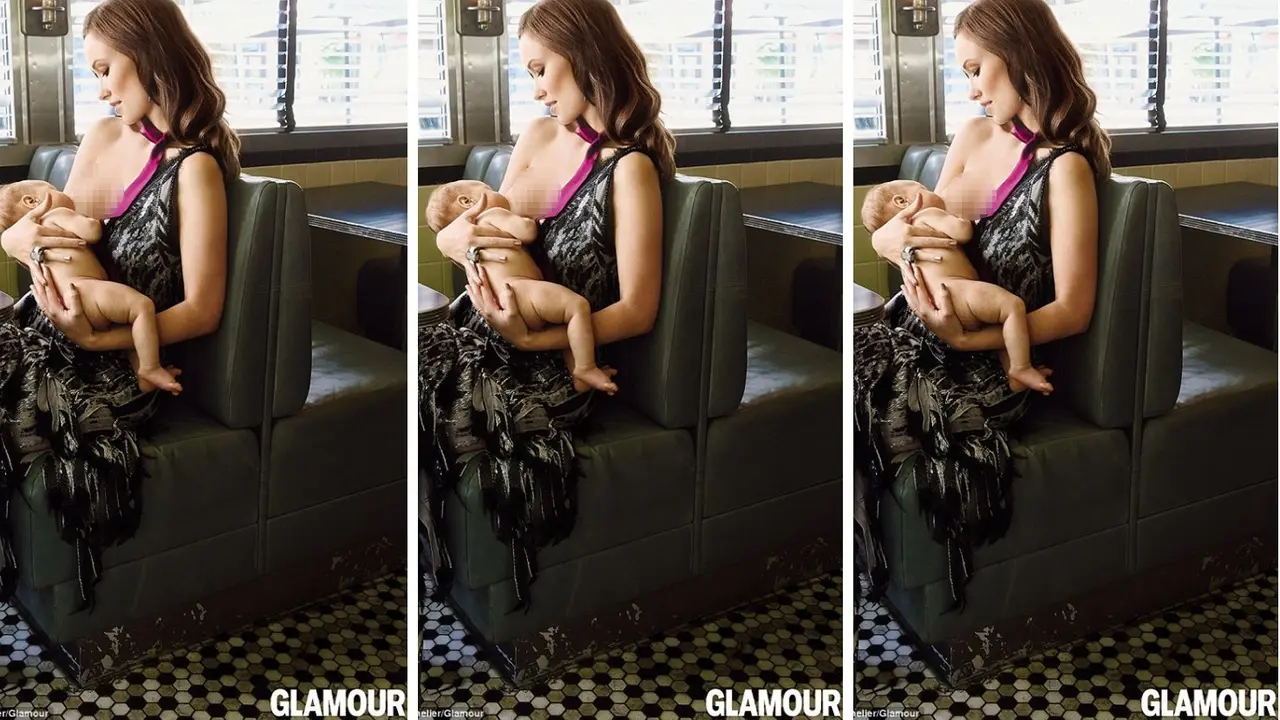 Olivia Wilde Breast Feed in Glamour Magz 0814 1