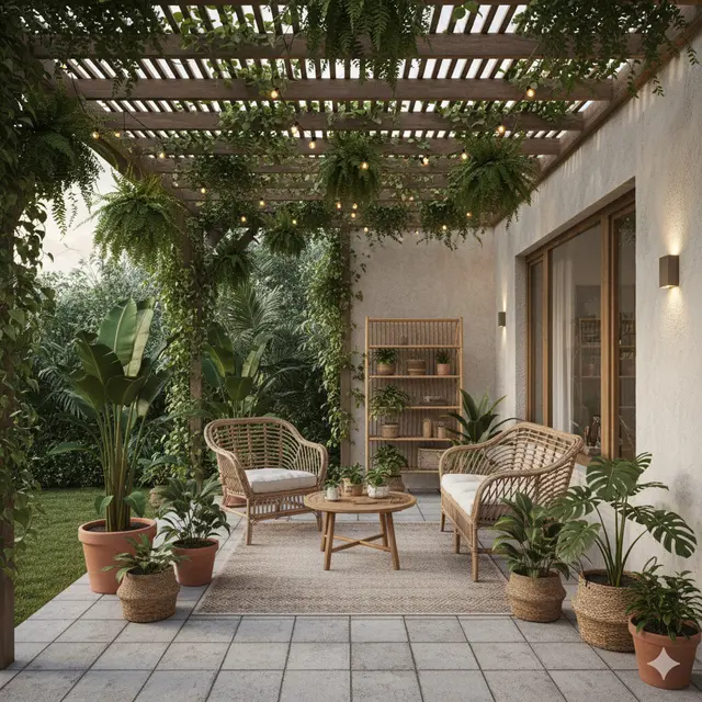 Desain Teras Estetik Jadi Ruang Keluarga Mini (Image by Gemini AI)