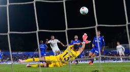 Gol semata wayang Real Madrid dicetak Kylian Mbappe pada menit ke-80. (AP Photo/Manu Fernandez)