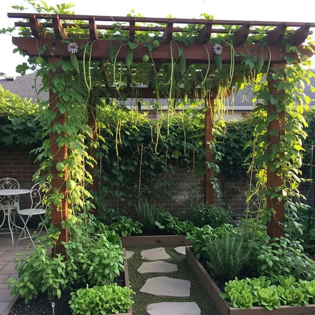 Desain Mini Food Forest dengan Tanaman Rambat (Image by Gemini AI)