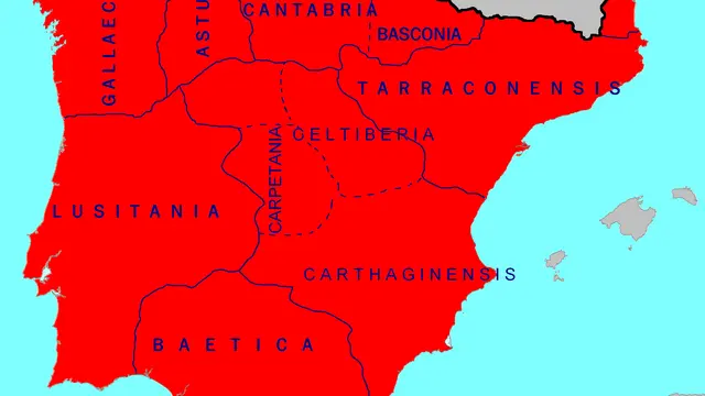 Visigothic Hispania dan pembagian wilayahnya pada tahun 700, sebelum penaklukan muslim (Wikimedia Commons)