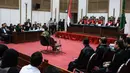 Suasana sidang lanjutan kasus dugaan penistaan agama dengan terdakwa Basuki Tjahaja Purnama atau Ahok di Auditorium Kementerian Pertanian, Jakarta, Kamis (20/4). Sidang ke-20 ini beragenda pembacaan tuntutan dari jaksa (Liputan6.com/Pool/Muhammad Adimaja)