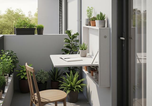 Teras dengan Meja Konsol Lipat (Folding Console Table)/Ide Desain Teras Kecil Bisa Buat tempat Jemur Tanaman (Sumber: gemini.com)