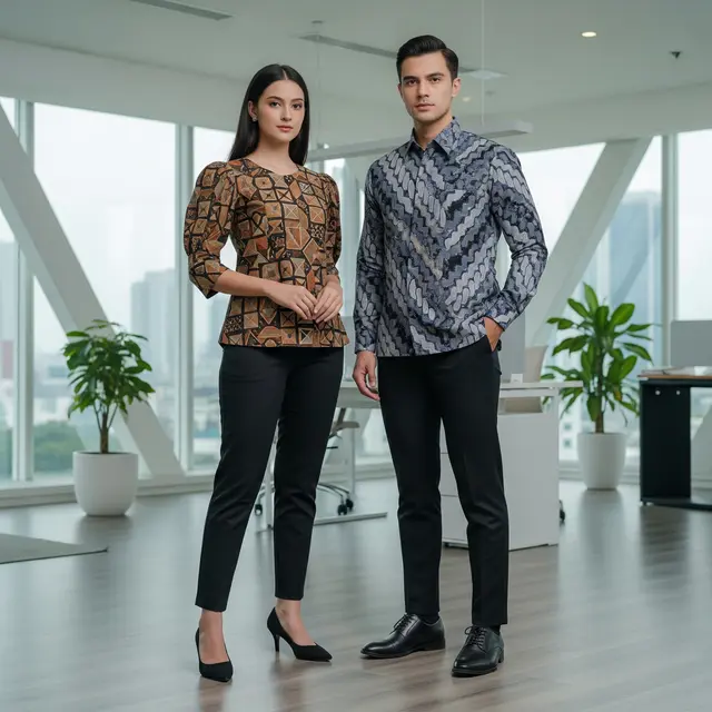Model Atasan Batik dengan Celana Kantor Formal