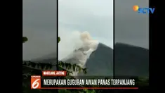Gunung Merapi semburkan awan panas sebanyak tujuh kali dengan jarak luncur maksumum 2 kilometer mengarah ke Kali Gendol, Yogyakarta.