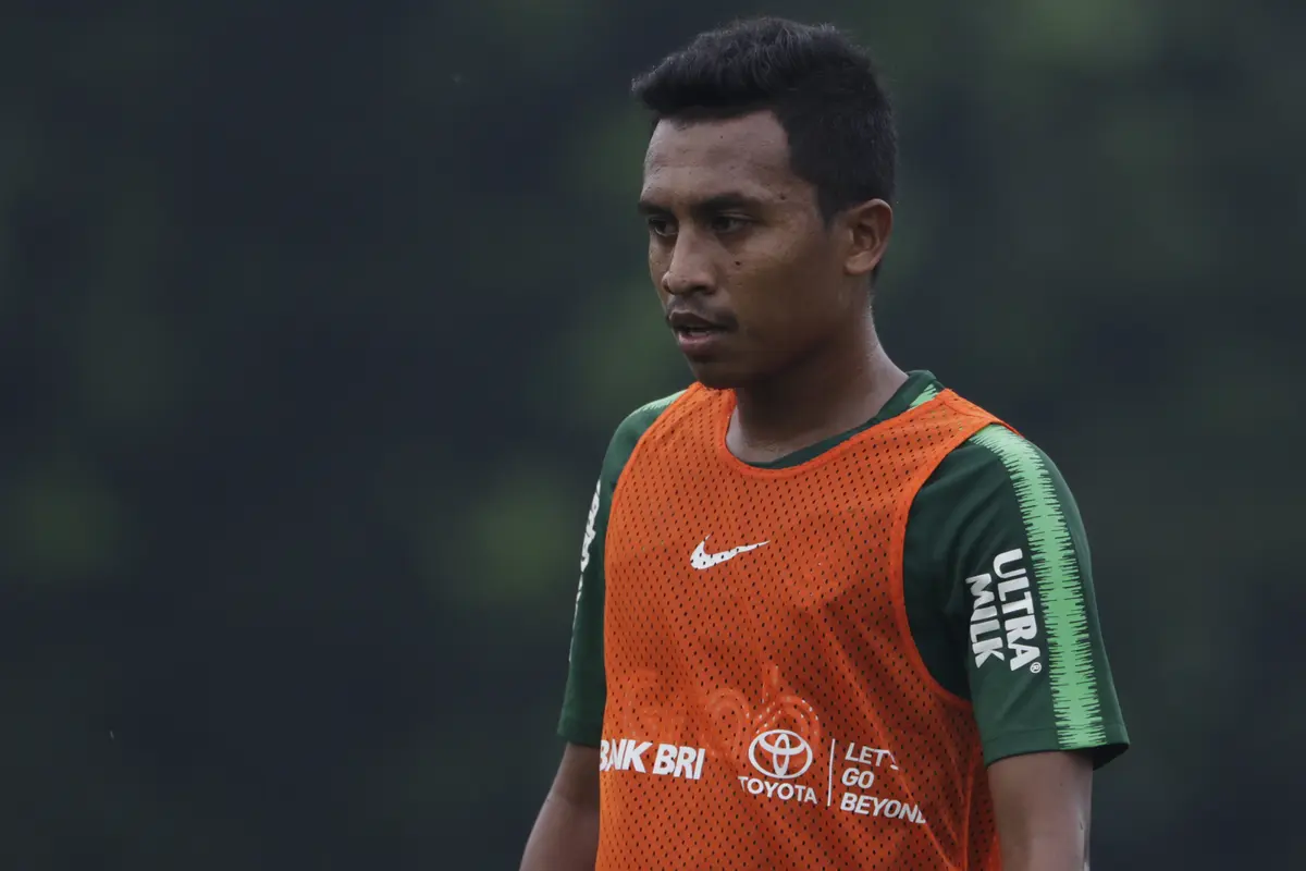 Pemain Timnas Indonesia U-22, Syafril Lestaluhu. (Bola.com/Vitalis Yogi Trisna)