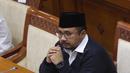 Menteri Agama Yaqut Cholil Qoumas saat mengikuti rapat kerja dengan Komisi VII DPR di Kompleks Parlemen, Senayan, Jakarta, Senin (15/3/2021). Rapat kerja tersebut membahas persiapan penyelenggaraan ibadah haji 1442 H/2021 M dan vaksinasi jemaah haji. (Liputan6.com/Angga Yuniar)