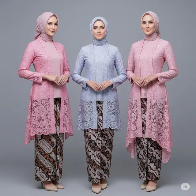 Rekomendasi Model Kebaya Ibu-ibu Hijab Terbaru 2025. Foto: Gemini